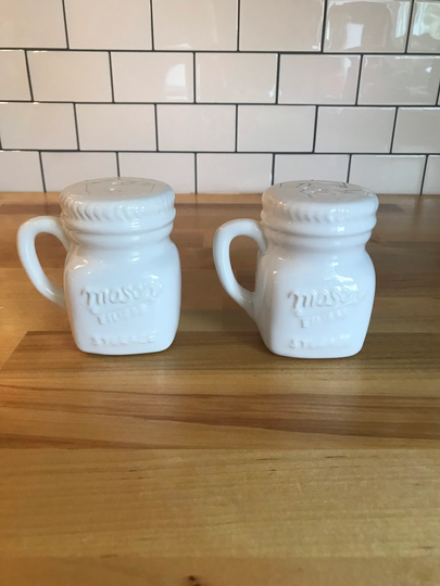 Ceramic White Mason Jar Salt & Pepper Shakers