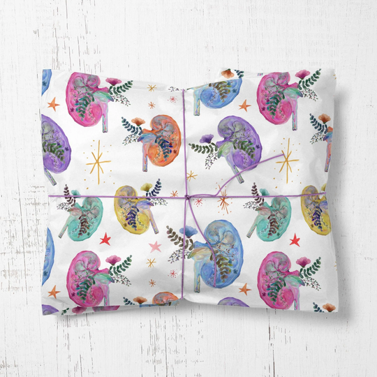 Kidney Wrapping Paper, Colourful Organ Donation Gift Wrap, Transplant Gift Wrap, Organ Donor Gift, Donor Wrap For Family