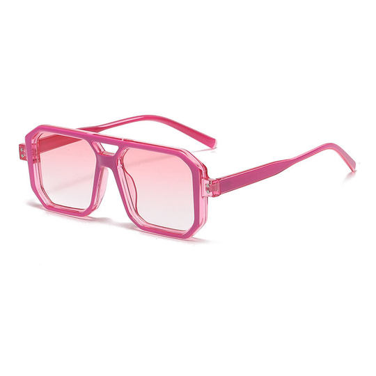 Classic Siamese One Piece Sunglasses Nice Rimless Stylish Retro Design for Women(Powder Frame Gradient Powder)