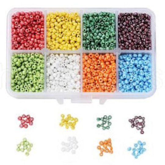 Box Of Multi Coloured Seed Beads 3mm Size 6 - Pearlized Small in Rainbow Colours Beginners Bead Set Love For Bracelets