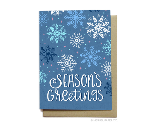 Season's Greetings Holiday Card - Snowflakes Christmas Hennel Paper Co. Xm33