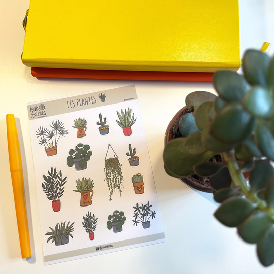Adorable Green Plants Stickers, Bujo Stickers Fo Planner, Cute Plants, Lovely Cacti