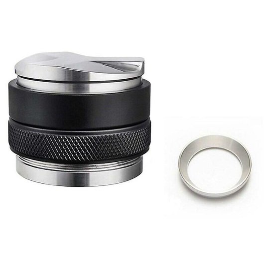 Double Coffee Tamper Coffee Funnel Ring Powder Ring, Espresso Coffee Press Silver Tamper Coffee Supplies (s)