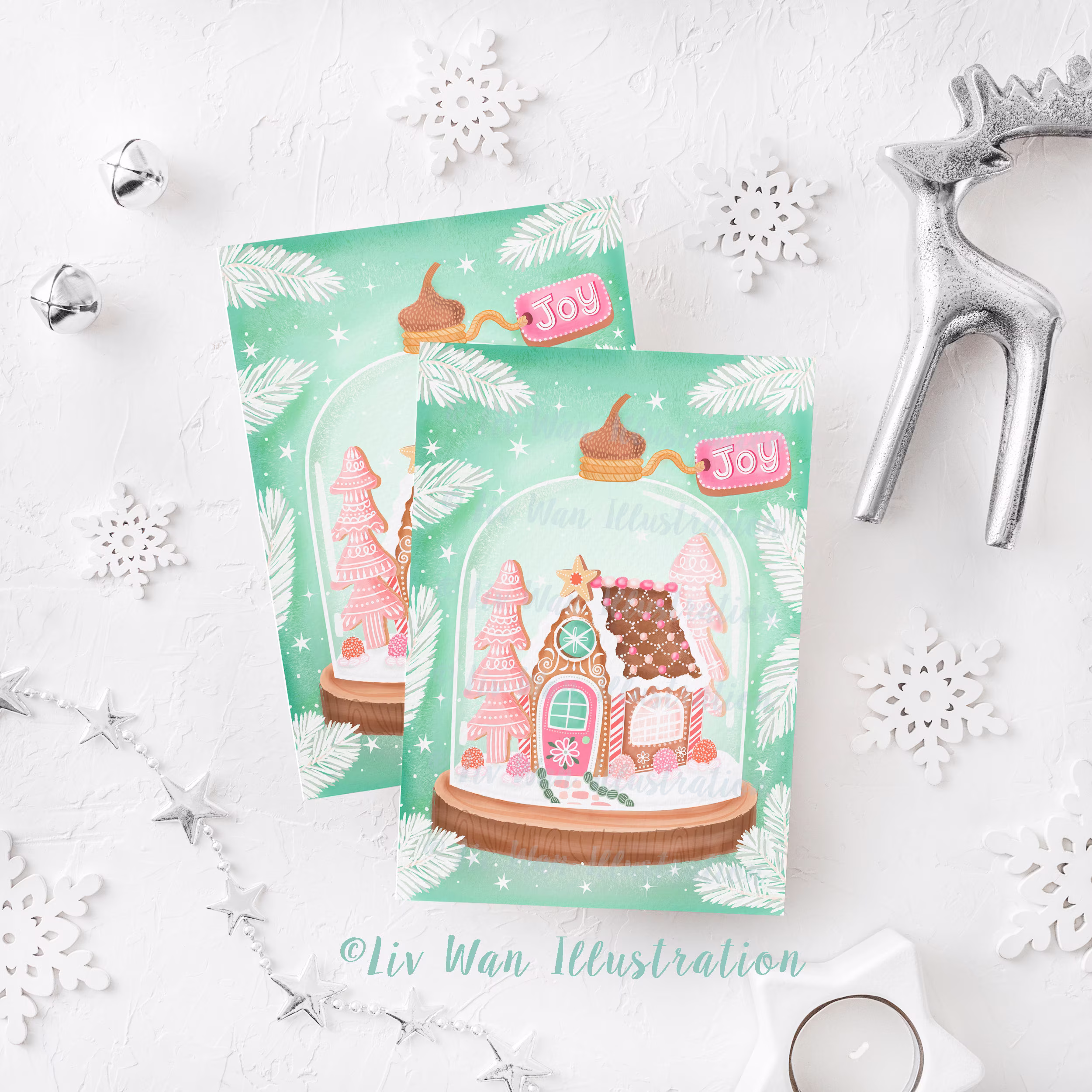 Gingerbread House Christmas Postcard. Fun Cute Seasonal Card