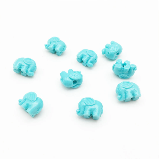 50Pcs Light Blue Resin Coral Powder Elephant Beads , Elephant Charms, Yoga