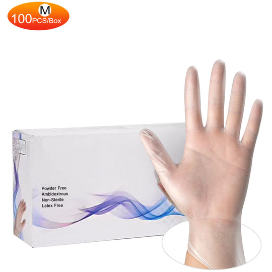 Disposable pvc Gloves Single Use Transparent ammex Gloves Powder Free Latex Free 100PCS/Box, Size m