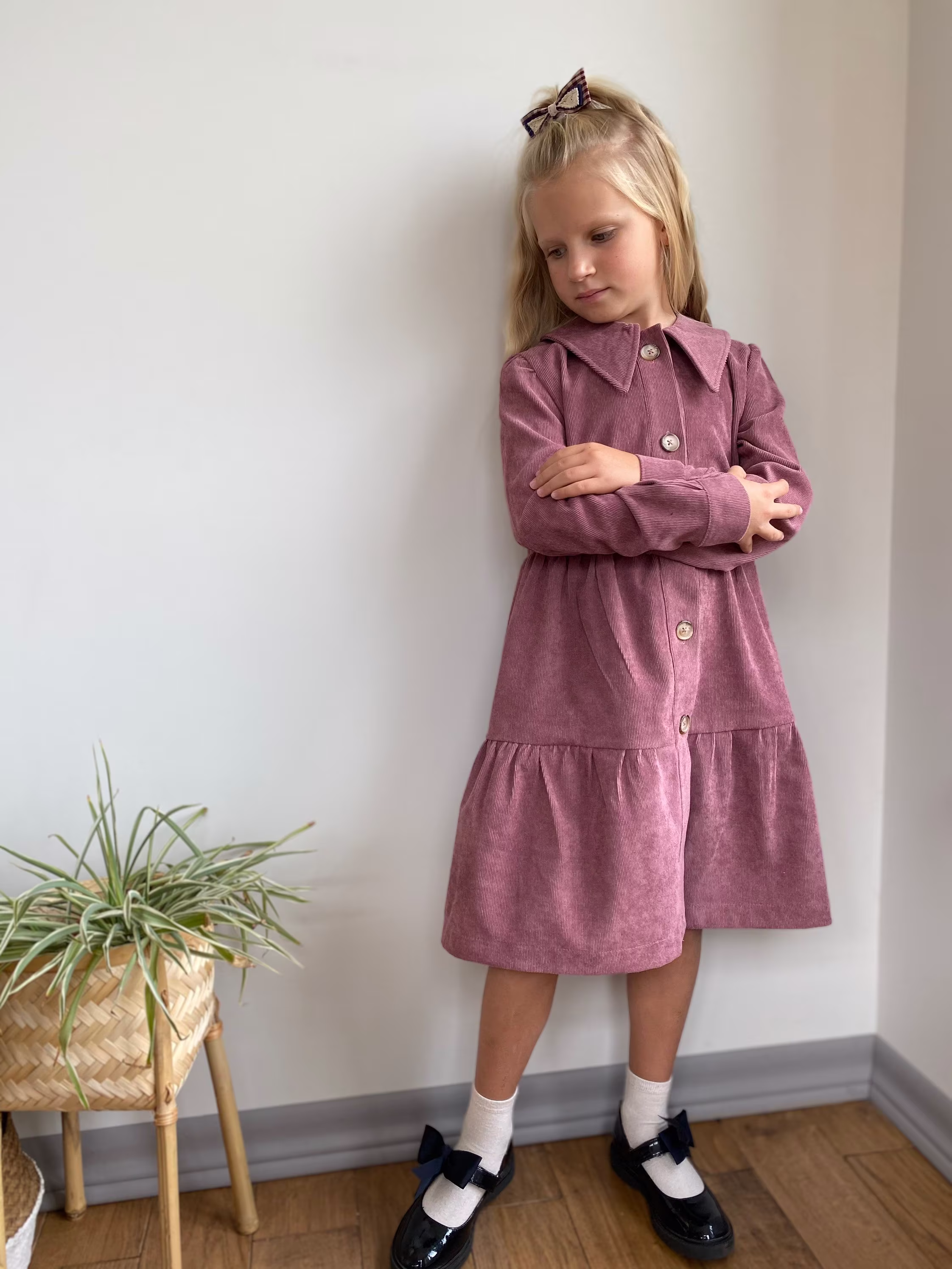 Corduroy Powder Dress For Girl Casual Dress With Long Sleeve Autumn Outfit Girl Winter School Kids Clothing