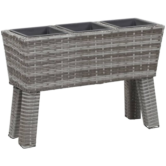 Vidaxl - Garden Raised Bed with Legs and 3 Pots 72x25x50 cm Poly Rattan Grey Grey