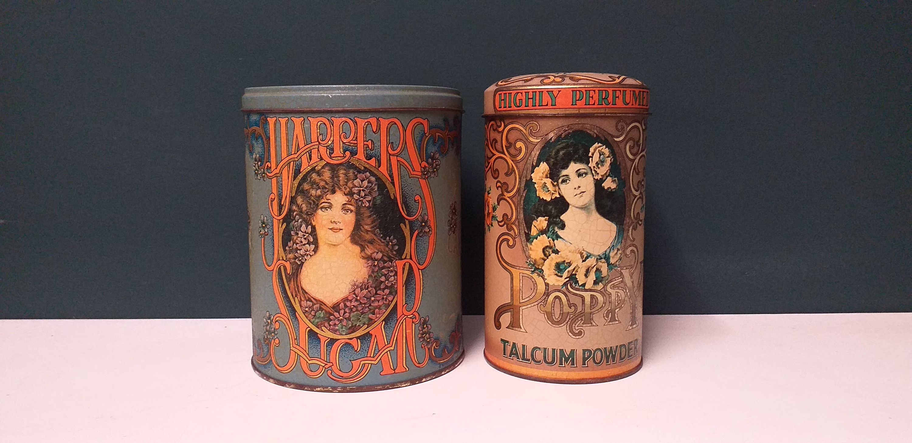 Harper's Sugar & Poppy Talcum Powder Tins