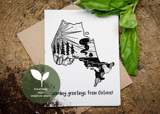 Ontario Greeting Card, Plantable Seed Eco Friendly Sustainable Biodegradable Wildflower Basil Seeds Paper