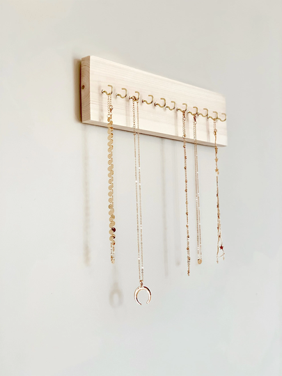 Wall Necklace Holder | Hanging Jewelry Organizer Jewlery Hanger Wood Storage With Hooks