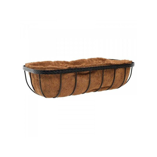 90cm 36 Inch Saxon Metal Wall Trough Basket Black Planter Liner - Smart Garden