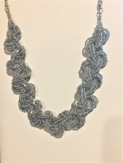 Gray Seed Bead Woven Necklace , Boho Adjustable