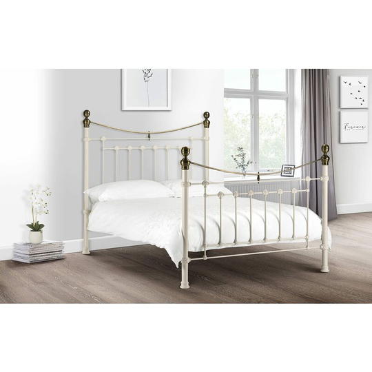 Netfurniture - Ceaser Stone White Bed White Powder Coated Steel - White