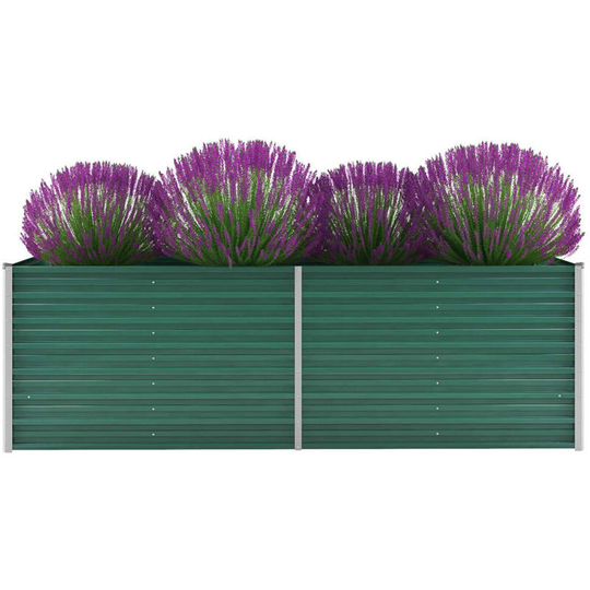 Garden Planter Galvanised Steel 240x80x77cm Green
