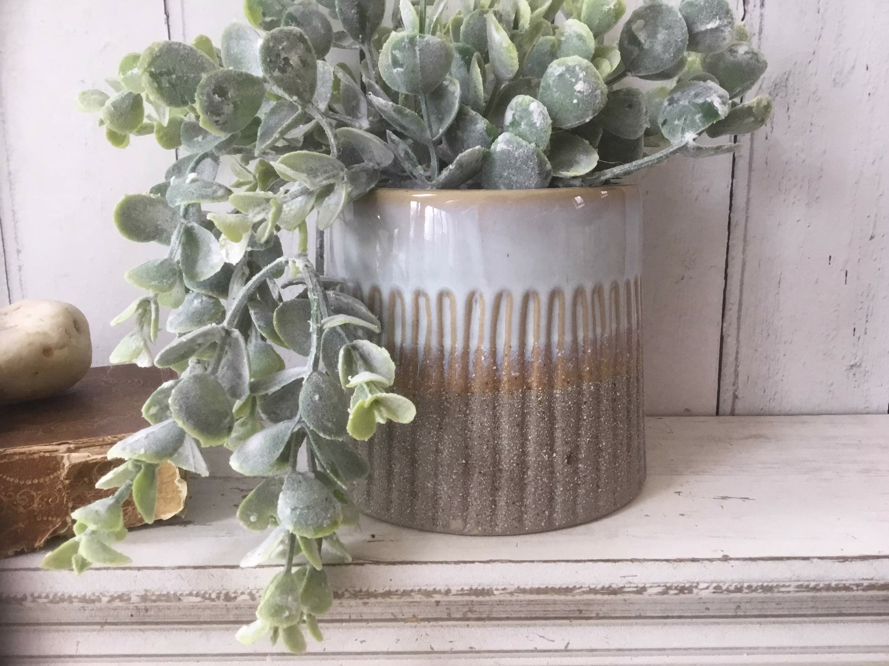 Rustic Block Toned Textured Ceramic Plant Pot, Plant Pot Cover, Succulent Cactus Planter, Boho Natural Home Accent, New Gift