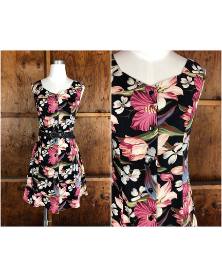 Vintage 90S Hawaiian Print Mini Dress | Tropical Ease Made in Hawaii