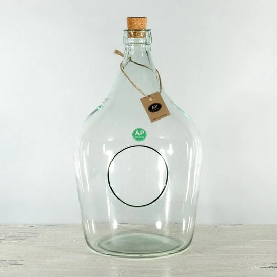 Recycled Glass Demi-John Vase | 28cm Terrarium Container - Cacti, Succulent & Indoor Plants- Fast & Free UK Delivery