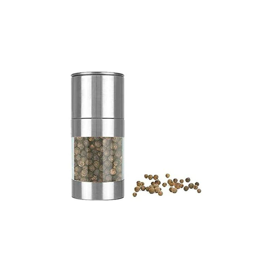 Manual Pepper Mill, Salt and Pepper Mill, Stainless Steel Spice Grinder, Adjustable Grain Size (Silver, 1 Piece)
