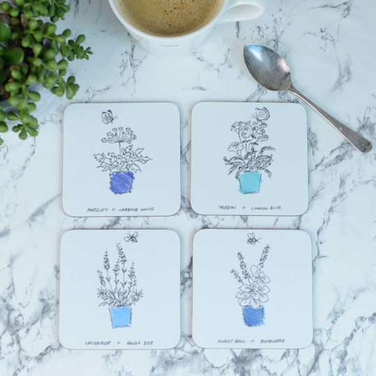 Blue Pots And Herb Coasters