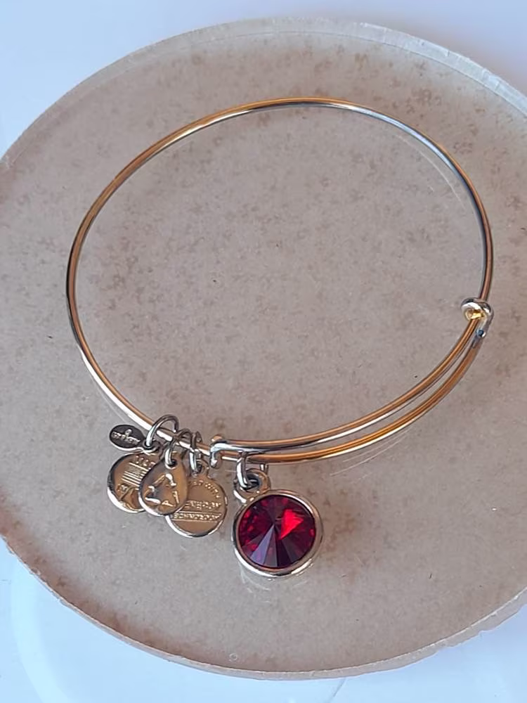 Alex & Ani Light Siam Birthstone Charm Bangle Bracelet