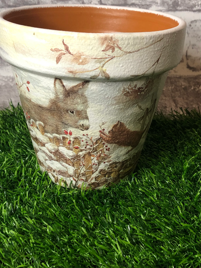 Decoupaged Donkey Plant Pot