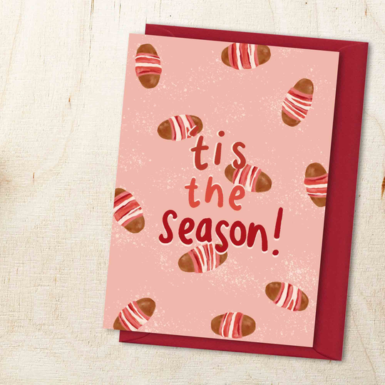Pigs in Blankets Christmas Card, Funny, Tis The Season, Humour, Eco-Friendly Greeting Card