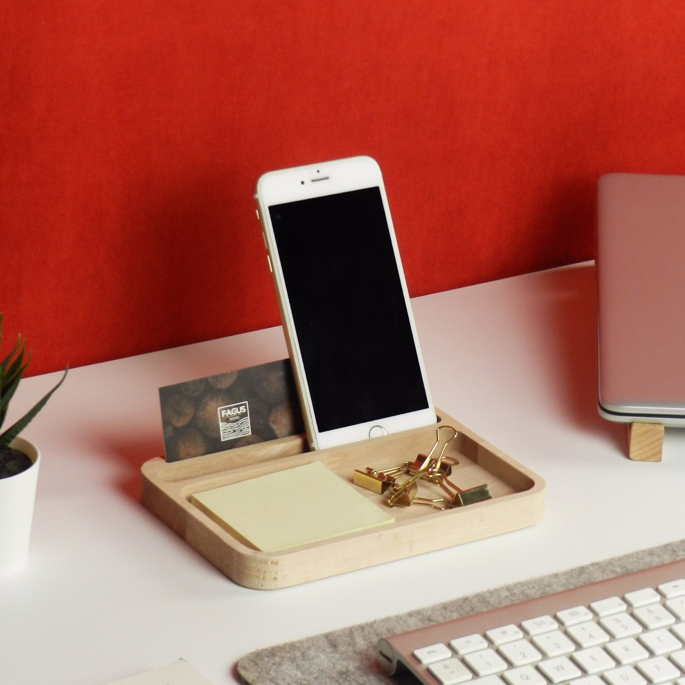 Minimalist Desk Organizer, Wooden Docking Station, Office Accessories, New Job Gift