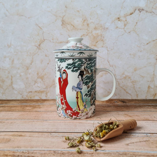 Tea Infuser Mug, Bao Qin Loose Leaf, Infuser, Holistic, Porcelain, Botanicals, Cup, Gift