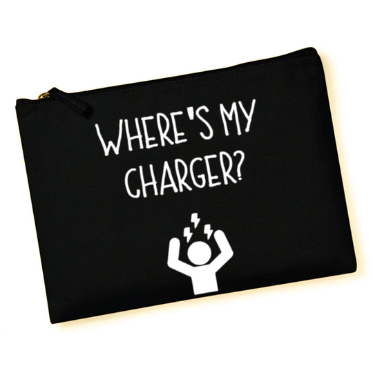 Canvas Charger Case, Black Organic Pouch