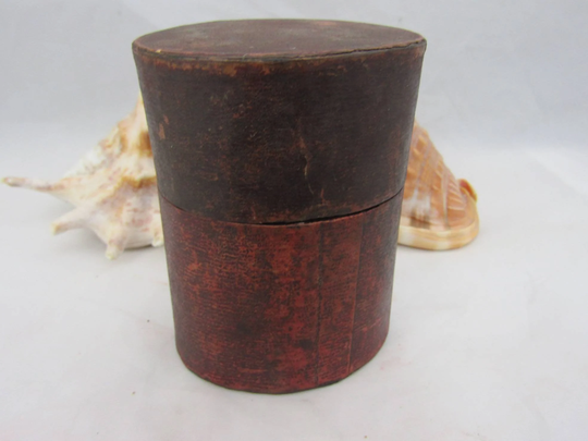 Antique Victorian Cased Drinking Tot Or Medicine Glass . Hand-Blown Oval Form in Leather Case
