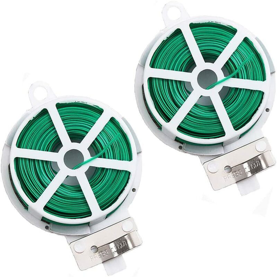 Plant Ties 2 pcs Green Tension Wire 100m (Per Roll), Garden Plant Ties, Garden Tie Support Wire, pvc Coated Metal Wire Roll, for Gardening Home