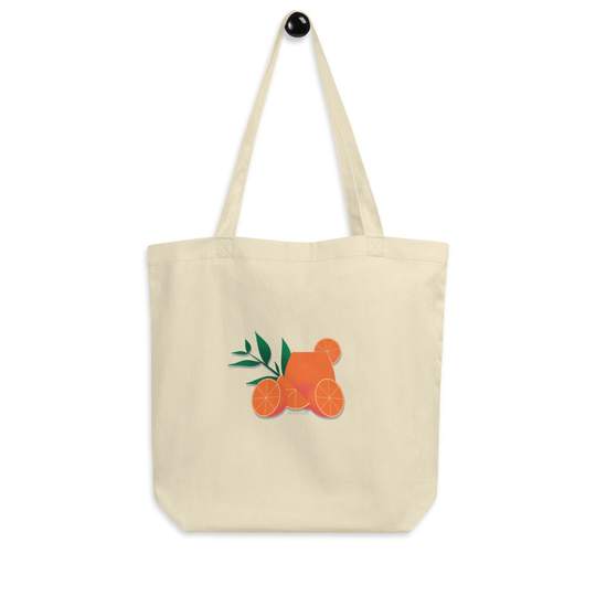 Orange Eco Tote Bag, Organic Cotton Reusable Shopping Aperol Spritz Pattern, Food Lover Gift Idea, Nature