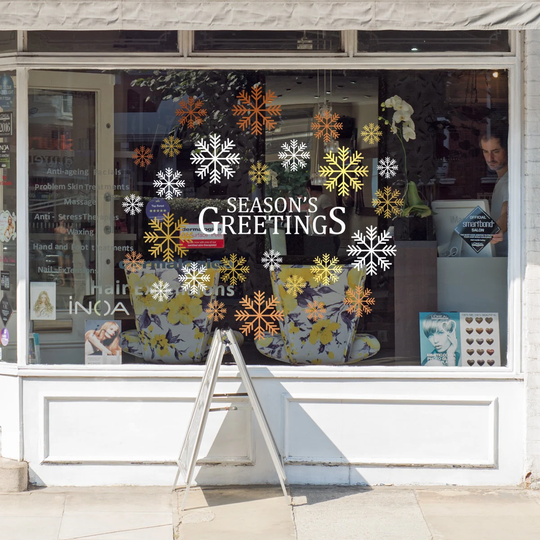 Season's Greetings Christmas Shop Window Decal , Retail Display, Happy Holiday, Seasonal Decoration, Removable Vinyl