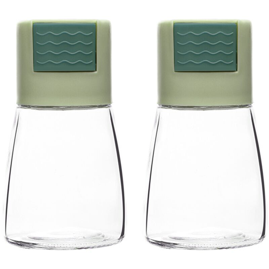 Farmhouse Salt and Pepper Shakers for Kitchen Counter - Easy Refilling card green