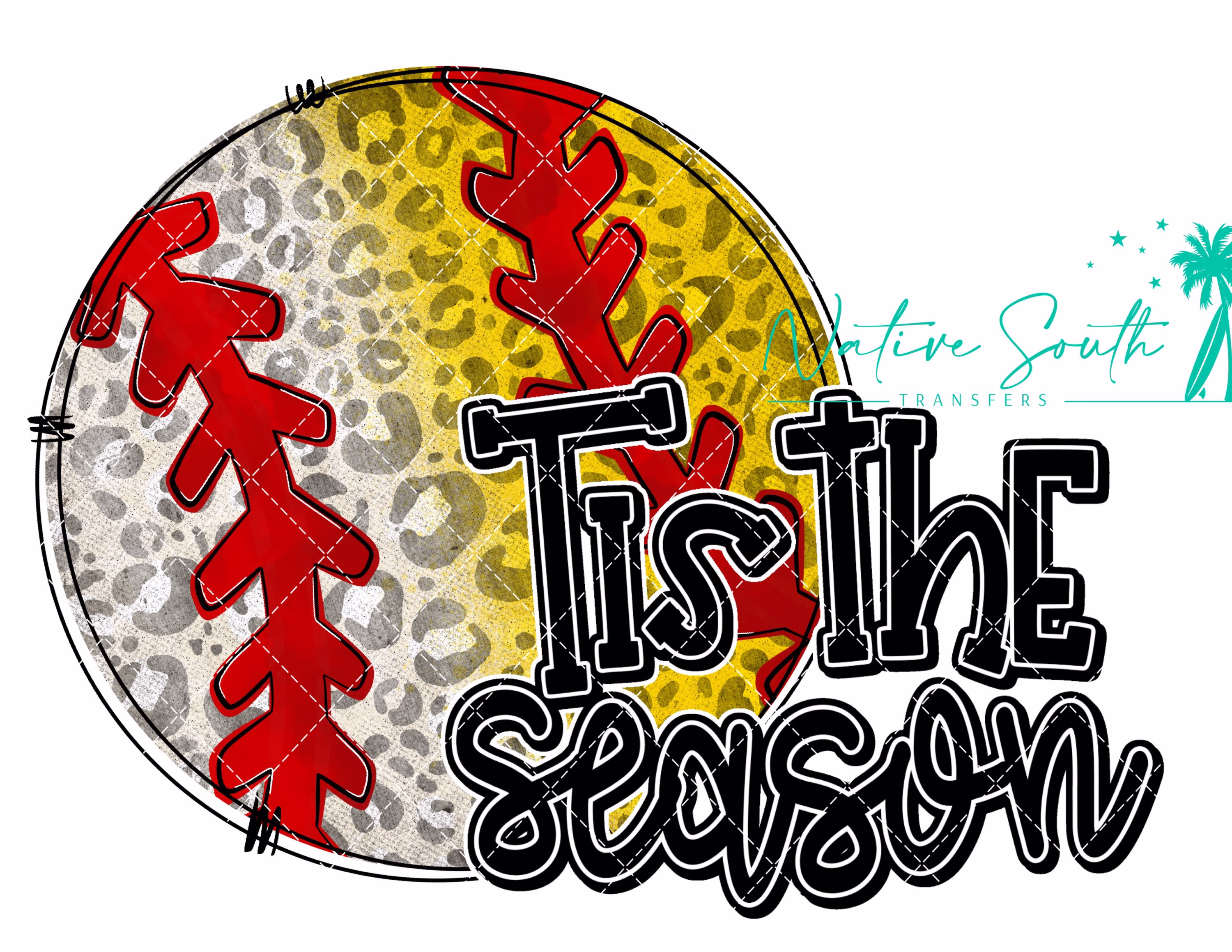 Tis The Season Leopard Baseball Softball Print/Heat Press Ready Print/ Sublimation Print/Diy Sublimation/No Digitals Sold