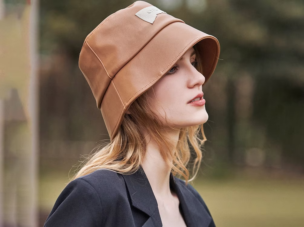 Leather Bucket Hat/Fall Winter Season Hat/Womens Japanese Hat /Womens /Faux