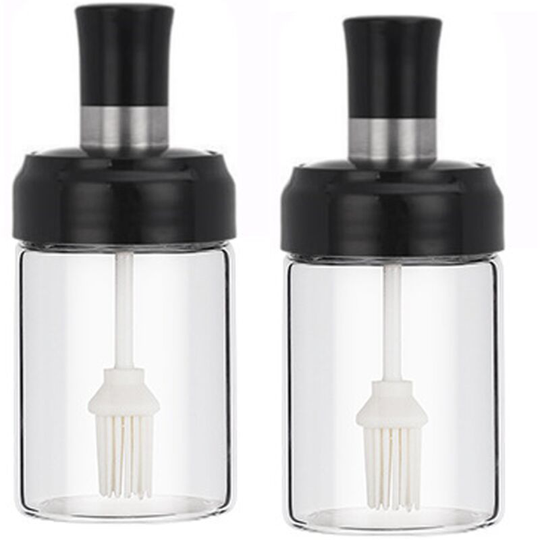Sauce Jar Transparent Glass Combination Spoon with Lid Canisters Storing Seasoning Spices Salt Sugar shape2