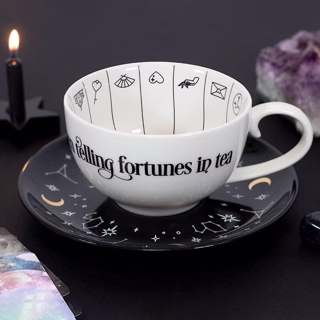 Fortune Telling Tea Cup. Coffee Mug, Tea Cup, Goth Home, Kitchen, Halloween Unusual Gift, Leaves, Fortune Teller