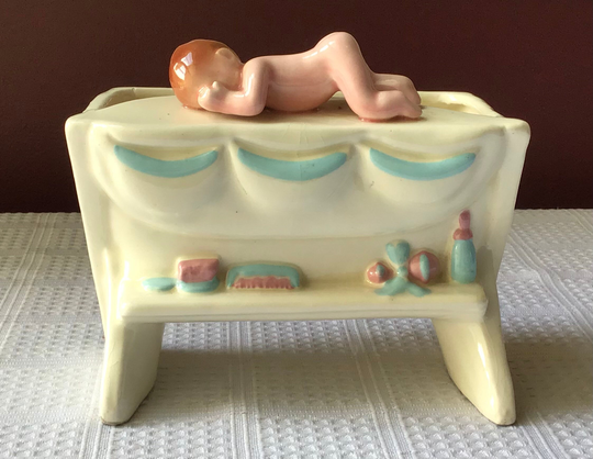 Vintage Conrad Ceramic/ Pottery Planter With 3D Baby On Top, Usa
