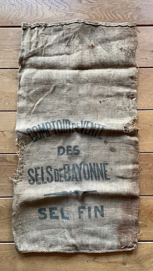 Antique French Burlap Sack For Fine Salt
