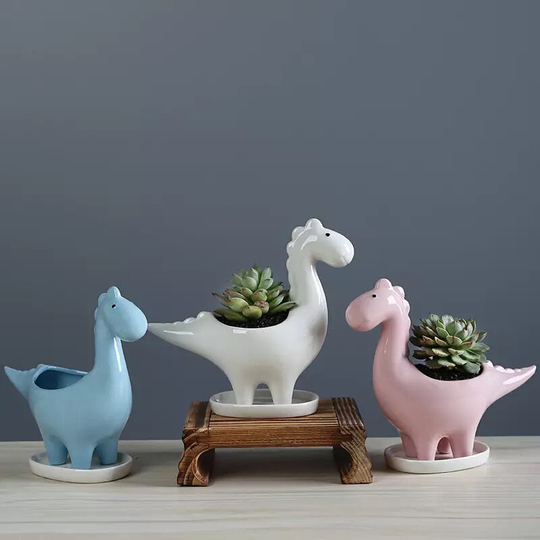Dinosaur Planter, Plant Pot, Animal Pot For Succulents Plants, Flower Ornament, Pen