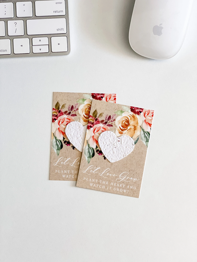 Grownotesâ„¢, Let Love Grow Favor Cards, Golden Kraft, Mailable Favor, Mini Seed Paper Plantable, Wallet Size, Wedding Shower, #14