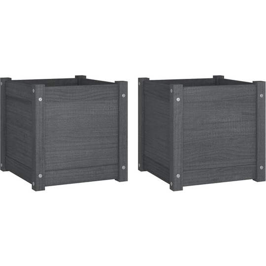 Vidaxl - Garden Planters 2 pcs Grey 40x40x40 cm Solid Pinewood Grey
