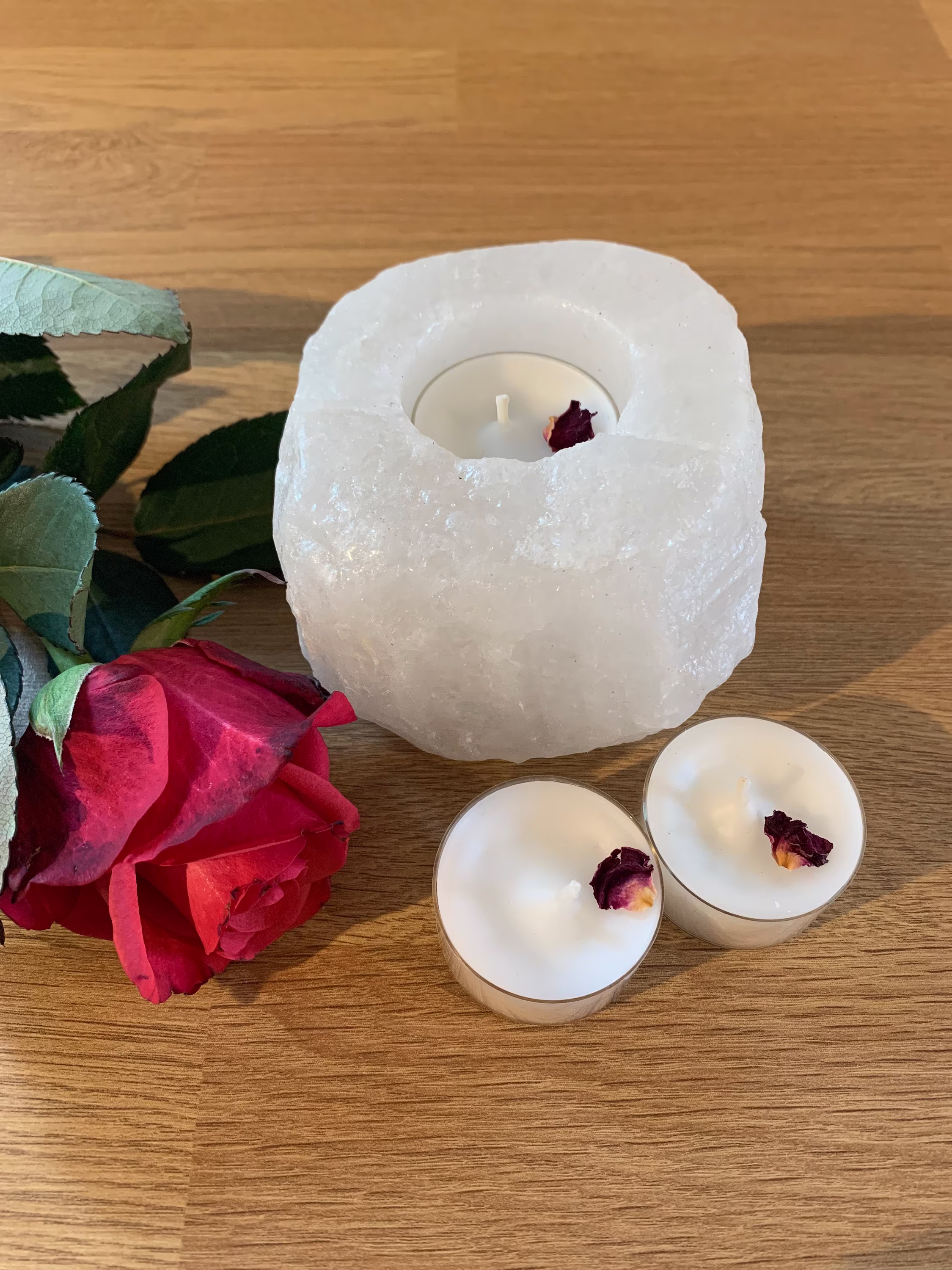 Thank You Teacher, Himalayan Rock Salt Candle Holder, Gift Set, Natural Candle, Relaxing Gift, Tealight Scented Tealights, Wellbeing