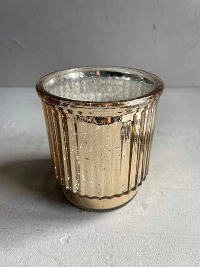 Festive Season Shiny Glam Gold Glass Container | Pot Stylish Design Candle Holder Xmas Decoration