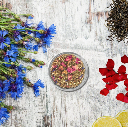 Green Rooibos Flower Tea | Decaffeinated Flavors Of Peach, Strawberry, Orange, & Grassy. Loose Leaf Decaf Small Batch