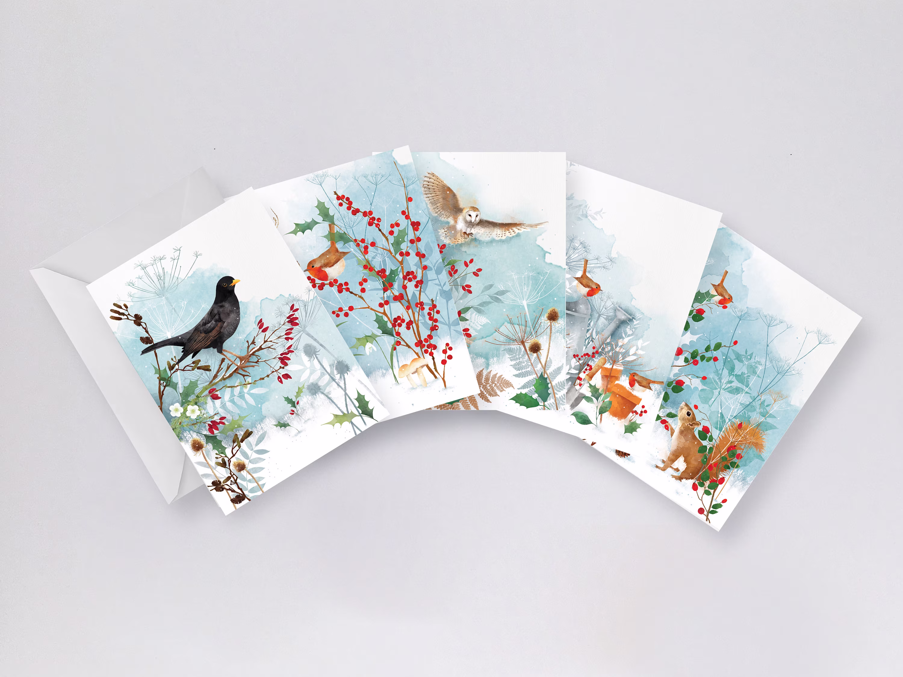 Seasonal Winter Woodland Cards/ Christmas Cards Pack/ Blank Card Set/ 5 Scene Rebecca Spikings