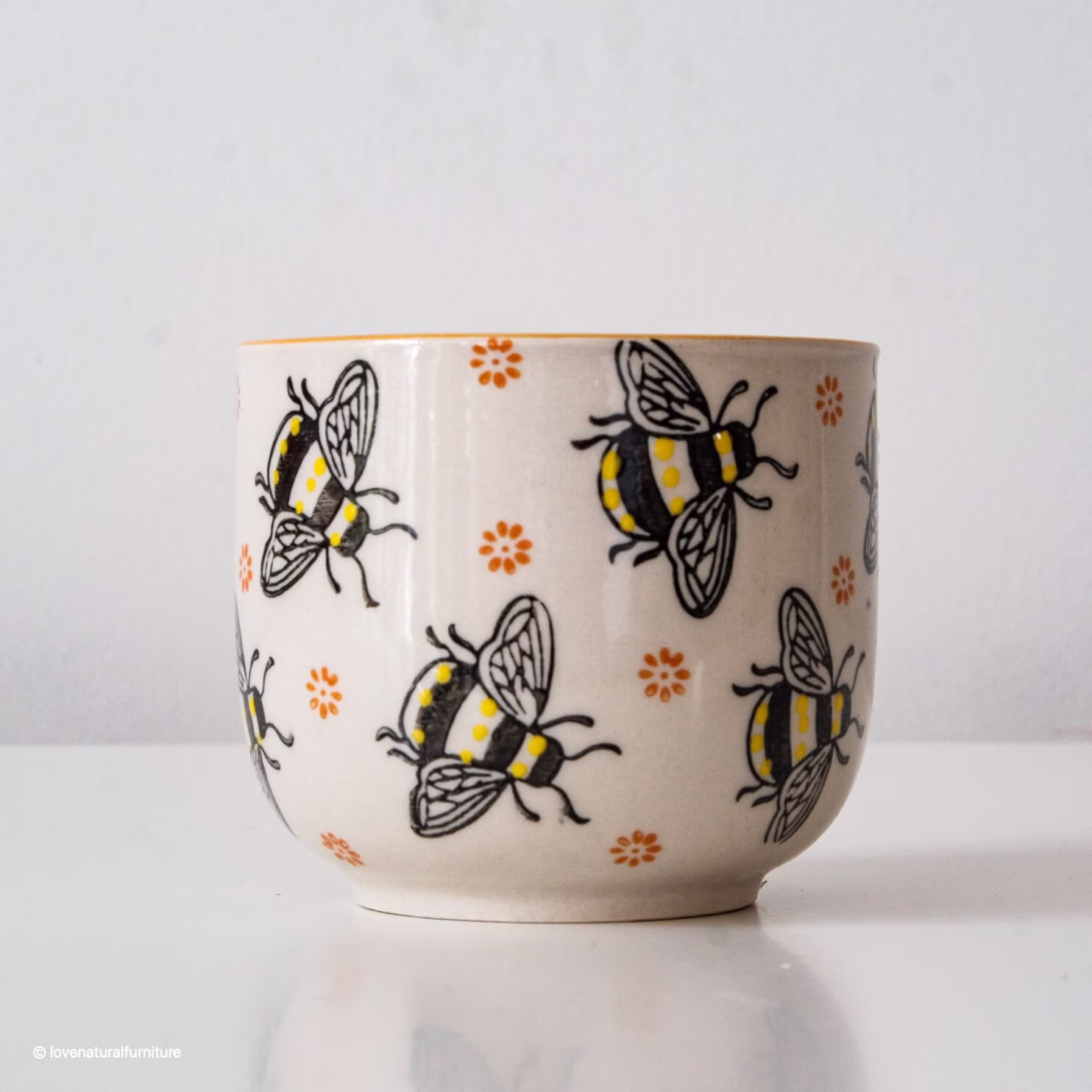 Small Glazed Indoor Bee Planter | Succulents Cacti Geometric Flower Plant Pot Bumble Bees Ethical Home Decor Gifts Secret Santa Gift