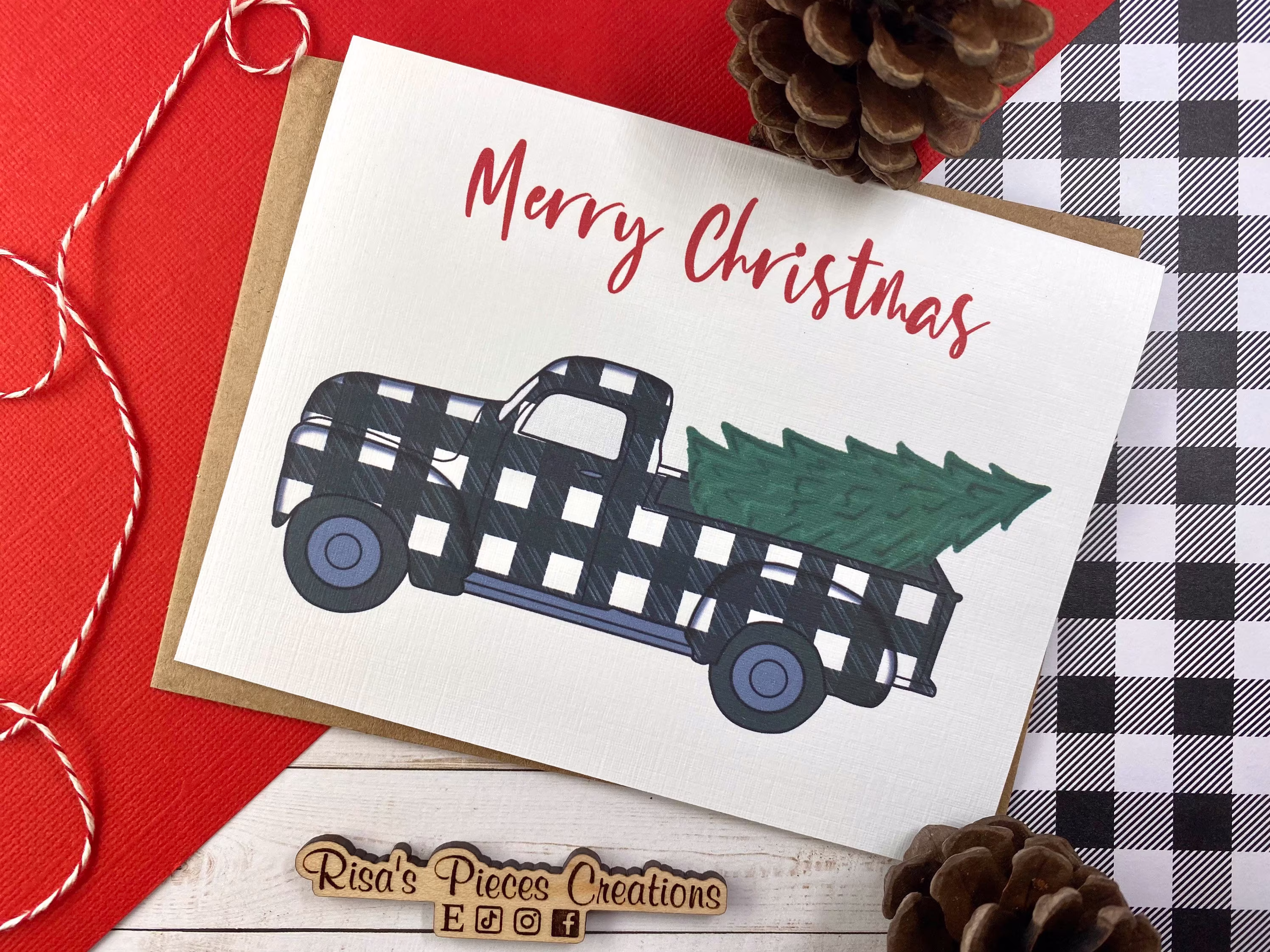 Farmhouse Christmas Card, Seasonal Cards, Merry Christmas, Cute Cards Handmade, Tree, Custom Bulk